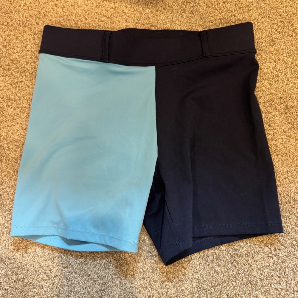 New Balance x STAUD Womens Colorblock Biker Shorts Navy Blue Small